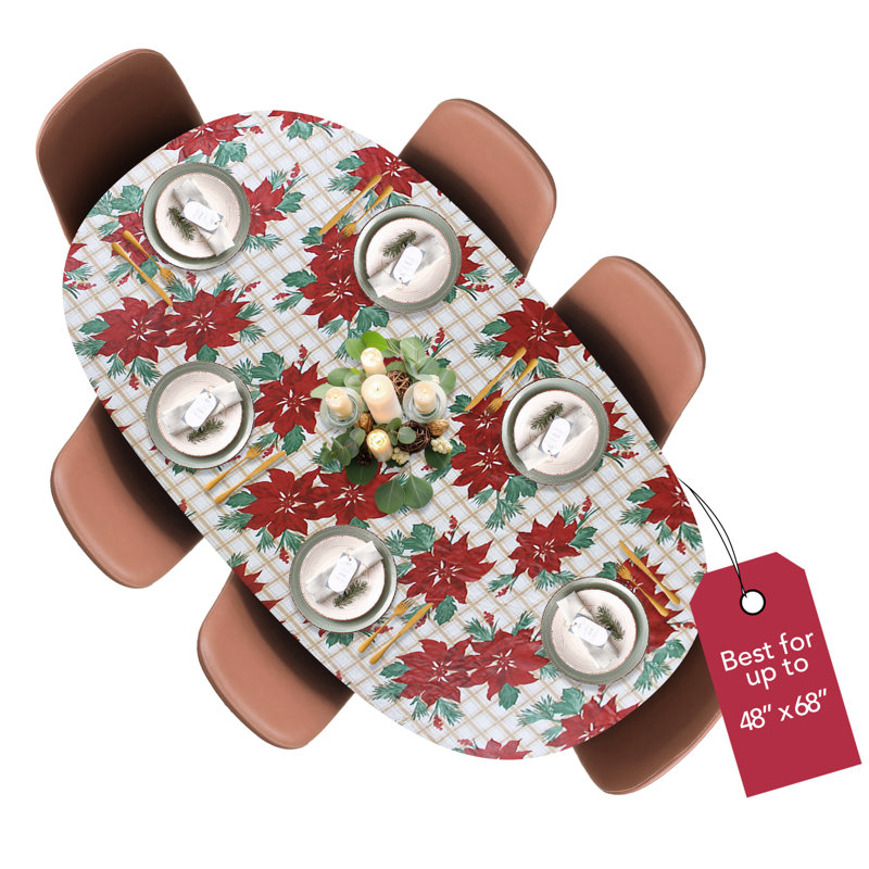 Jonnica Christmas Flower Vinyl Tablecloth, 48" x 76"
