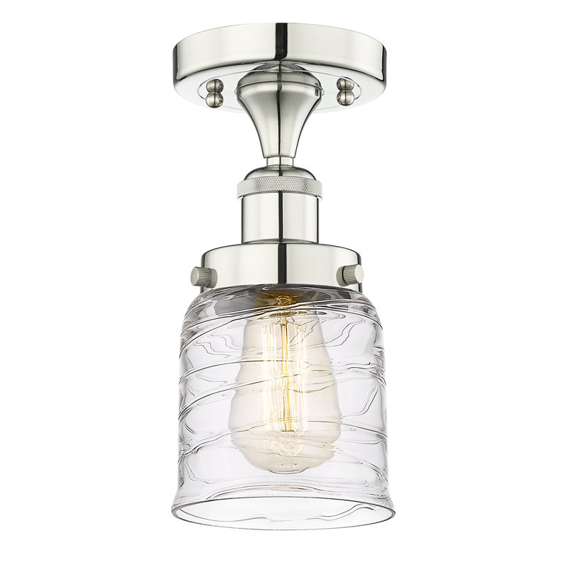 Ravishankar Glass Semi Flush Mount, Polished Nickel