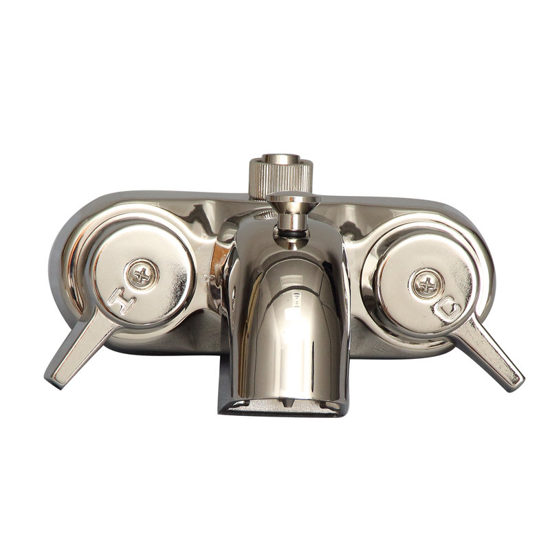 2 Handle Bathroom Clawfoot Tub Faucet with Diverter, Polished Nickel