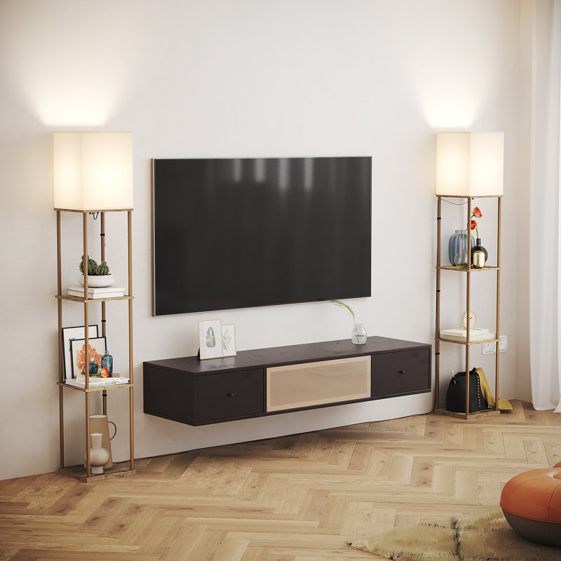 Lampe sur pied colonne 63 "Oriyan, Marron clair
