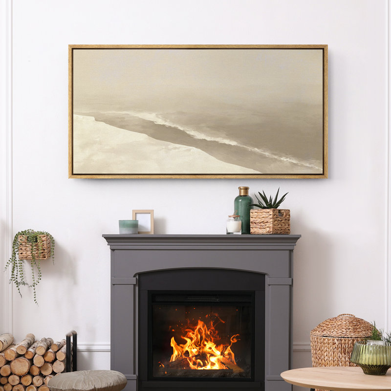 Grande impression sur toile encadrée, reproduction de paysage de plage abstraite neutre pour décor moderne, Naturel