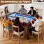 Table de jeu de table en bois massif avec lumière DEL pour 4 à 6 personnes, table de D / D / puzle avec tapis de jeu, 6 porte-gobelets et plateaux de loisirs, table de salle à manger avec plateau amovible-126561341