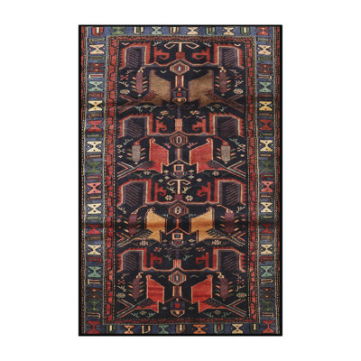 Tapis noir/rouge/beige traditionnel Johnelle