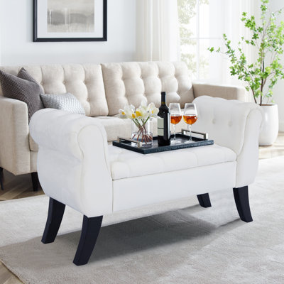 Banc de rangement rembourré en velours Sotheary