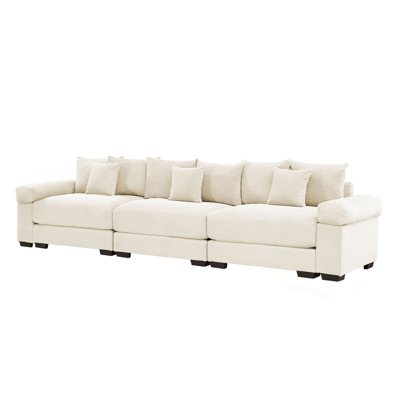 Canapé modulaire surdimensionné de 130 po en forme de nuage, canapé 3 places en velours côtelé de qualité supérieure avec accoudoirs très épais, coussin ergonomique, conception ergonomique et assemblage facile pour les salons
