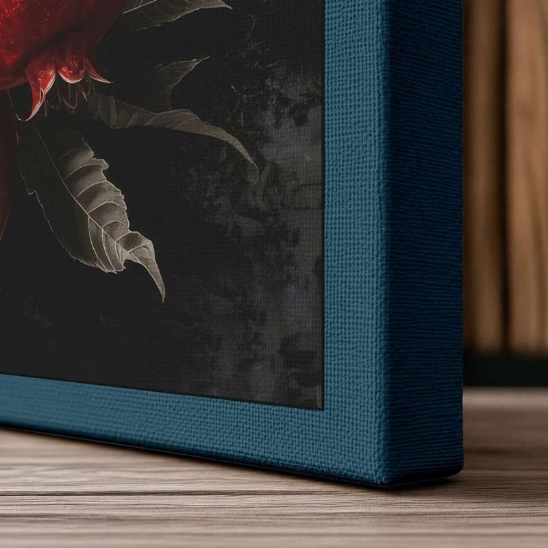 Apples on Branch Botanical 1 Piece Wrapped Canvas Wall Art, 24x16 - 61.0 x 40.6 cm, Teal Border