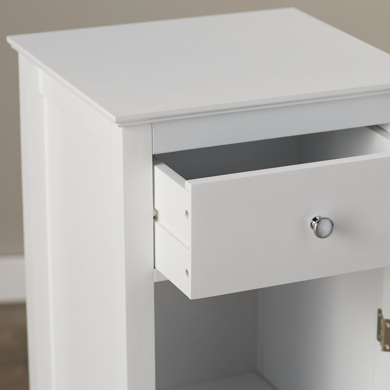 Jaeden Freestanding Floor Accent Storage Cabinet with Drawer, Textured Glass Door and Adjustable Shelf