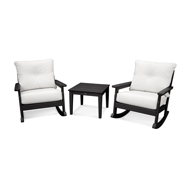 Ensemble de chaises berçantes 3 pièces Vineyard, Noir, Gray Revolution®