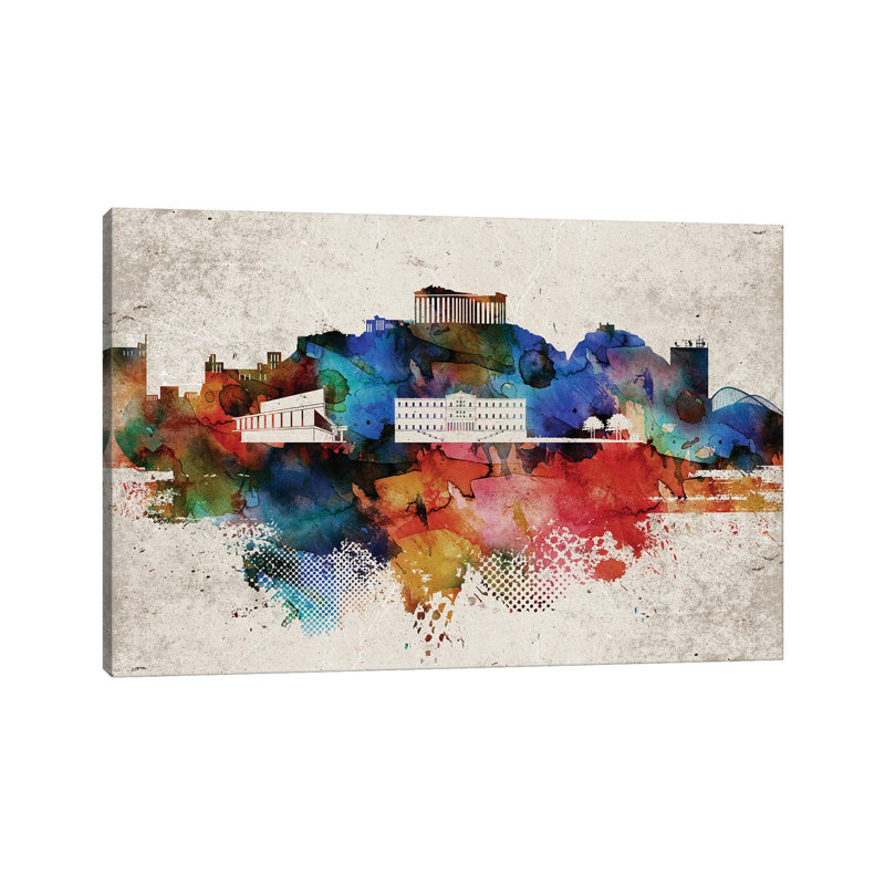 Athens Abstract 1 Piece Wrapped Canvas Wall Art, 66.04 cm H x 45.72 cm W x 3.175 cm D