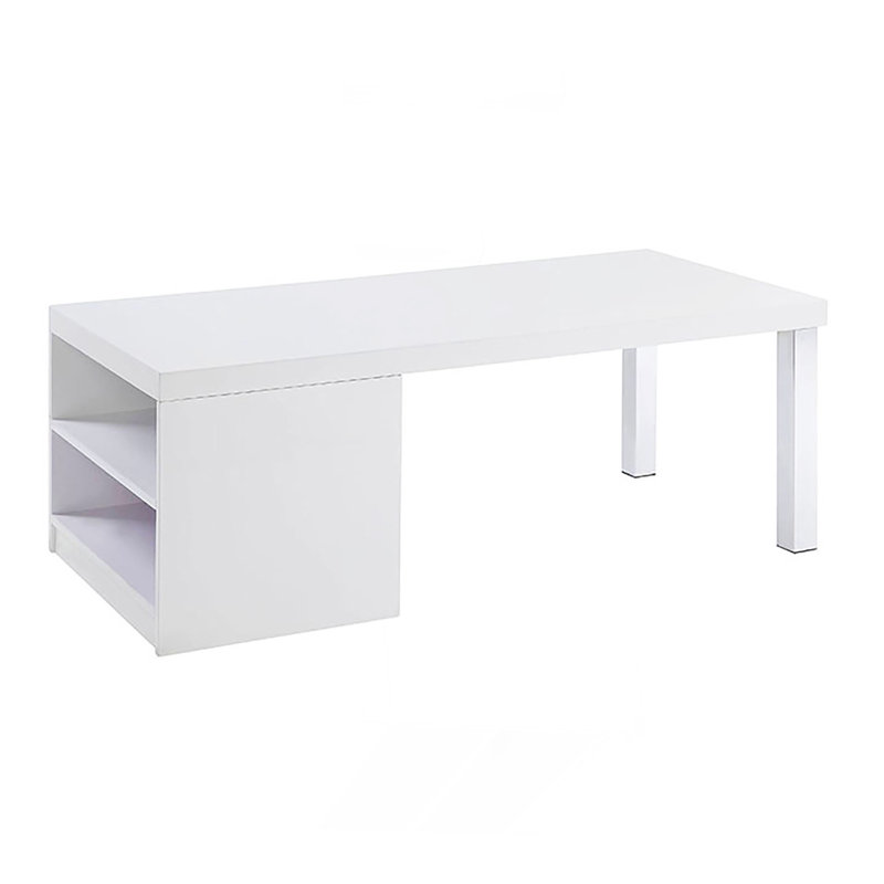Table basse blanche ultrabrillante et chrome