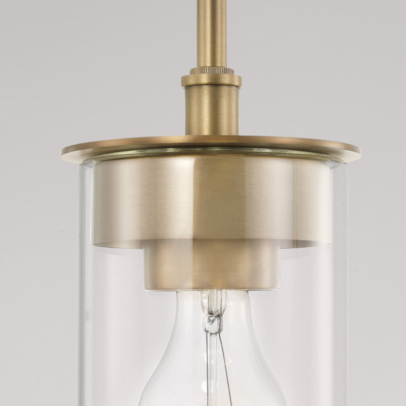 1 - Light Cylinder Pendant, Aged Brass