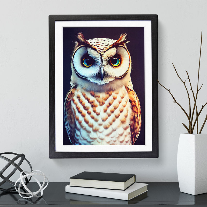 Owl Portrait No.2 - Framed Print, Black Framed, 34cm H x 25cm W x 2cm D
