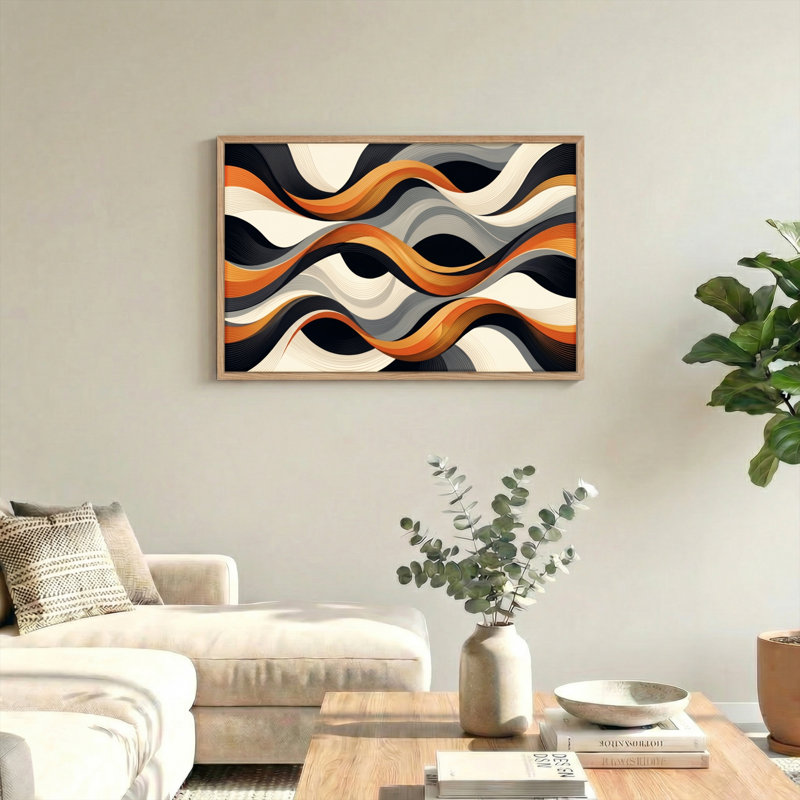 Ensemble de 1 tableau sur toile à lignes ondulées, 28"H x 40"W, Natural