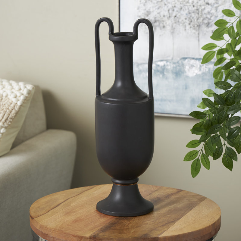Congresbury Ceramic / Porcelain Floor Vase, 20.3" H x 6.3" W x 6.3" D, Black