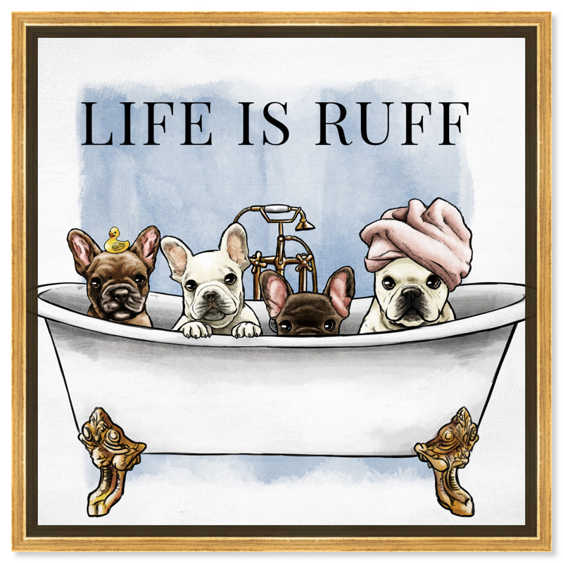« Life is Ruff » par Oliver Gal - art graphique, H 16 po x l 16 po x P 1,5 po, Or