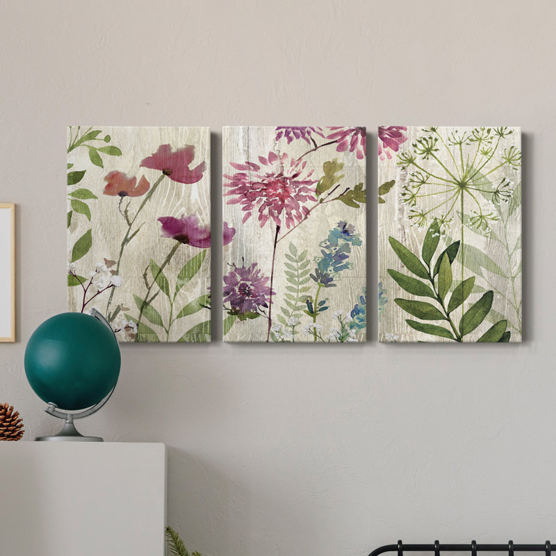 Meadow Flowers II - Toile tendue avec châssis de qualité supérieure - Prêt à être accroché, H 48 po x l 96 po x P 1 po