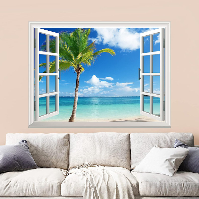 Tropical Beach View Self-Adhesive Removable Wall Mural
