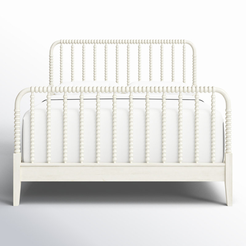 Lind Island Solid Wood Spindle Bed, Queen, Antique Frost White