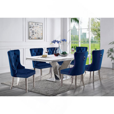 Ensemble de meubles de salle à manger capitonnés contemporains en flanelle 2 pièces