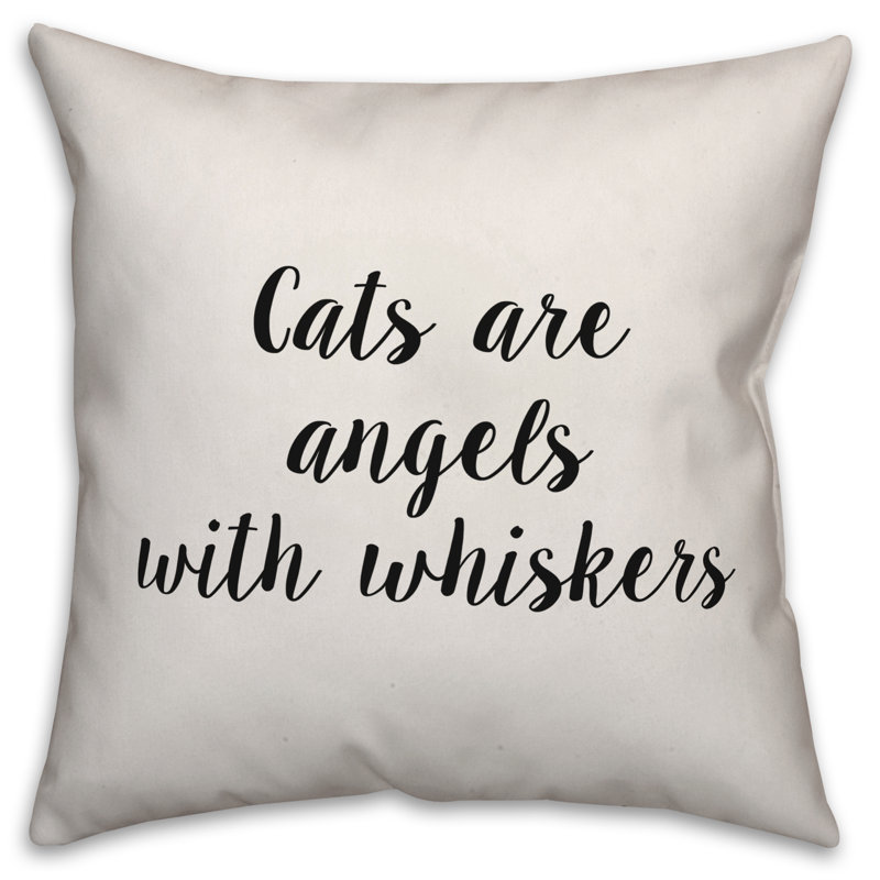 Coussin Cats Are Angels with Whiskers, 20 po x 20 po