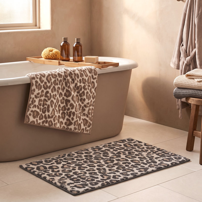 Ose Leopard Print Bath Mat, Brown