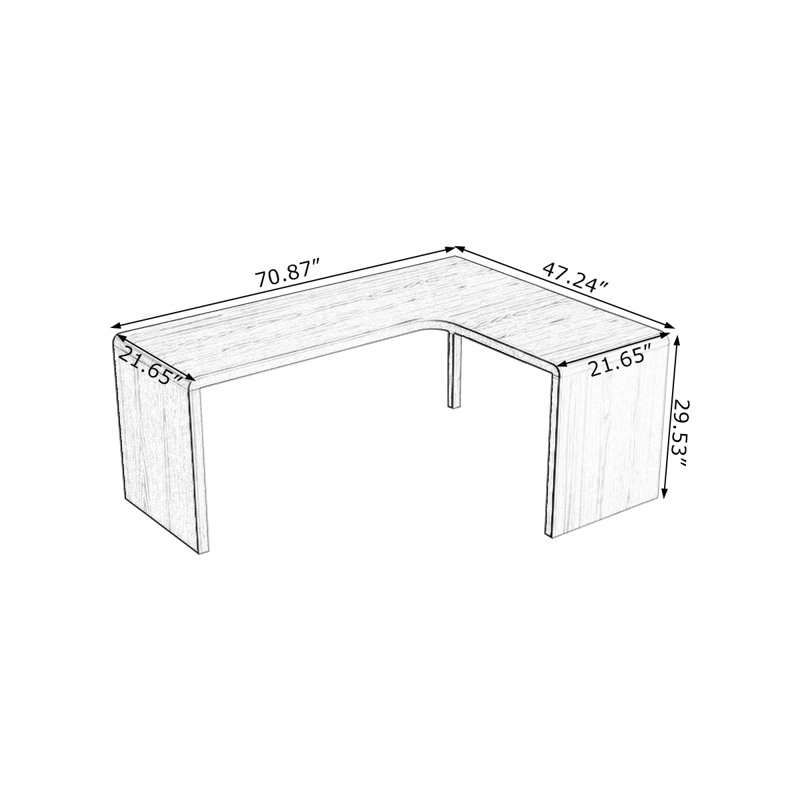 86.61"Walnut L-Shaped Solid Wood desk, Right Hand Facing, 29.53" H x 70.87" W x 47.24" D
