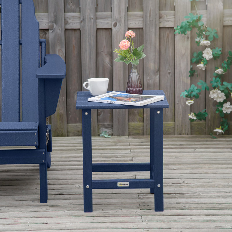 Blue HDPE Plastic Square Outdoor Side Table