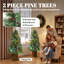 Ensemble de 2 arbres de Noël artificiels pré-éclairés 4 pi, 2 pins de Noël, deux couleurs, télécommande, vert