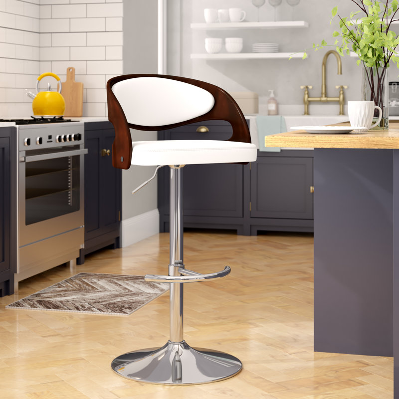 Lakyia Swivel Height Bar Stool, Mahogany / White