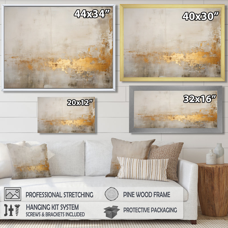 Reproduction d'art sur toile, or subtil et subtil II, H 24 po x l 32 po x P 1 po, Toile avec cadre flottant noir