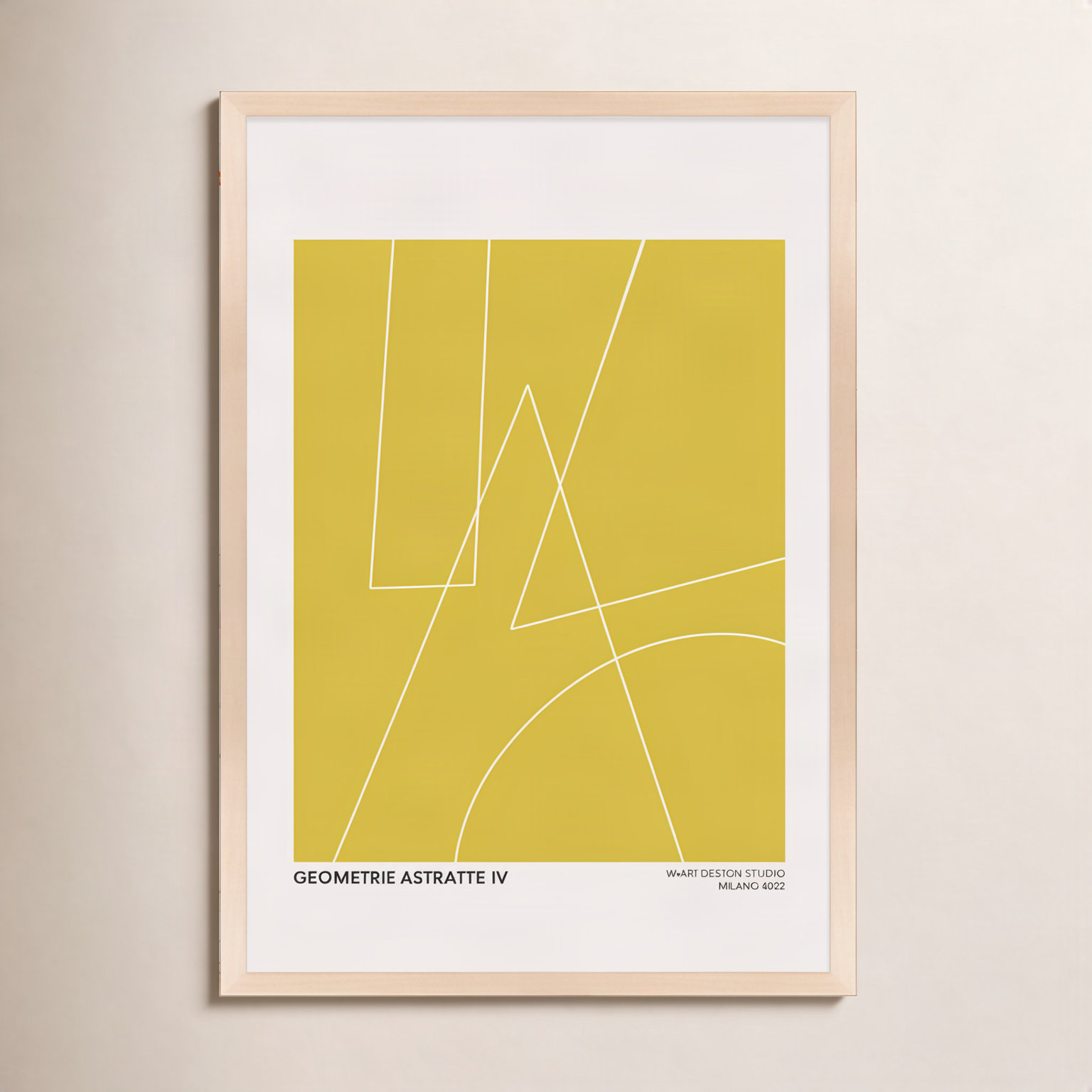 Caila "Geometric Abstraction in Yellow" Print, 20" H x 14" W x 1.25" D, Maple