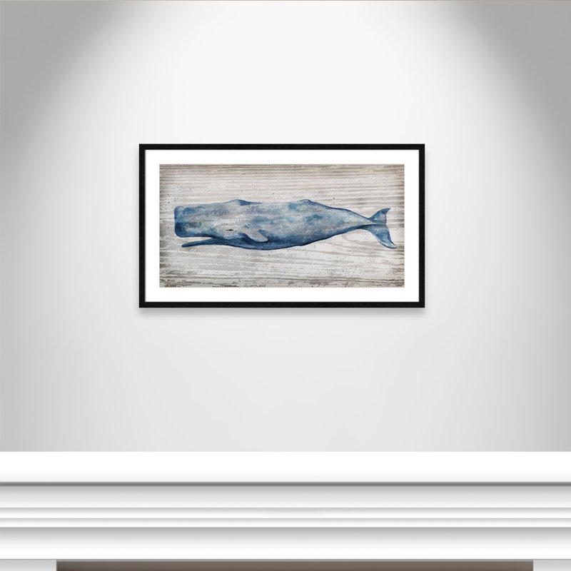 Baleine bleue Brannen - reproduction de cadre photo, Papier dans un cadre photo, H 20,5 po x l 35,5 po, Noir mince