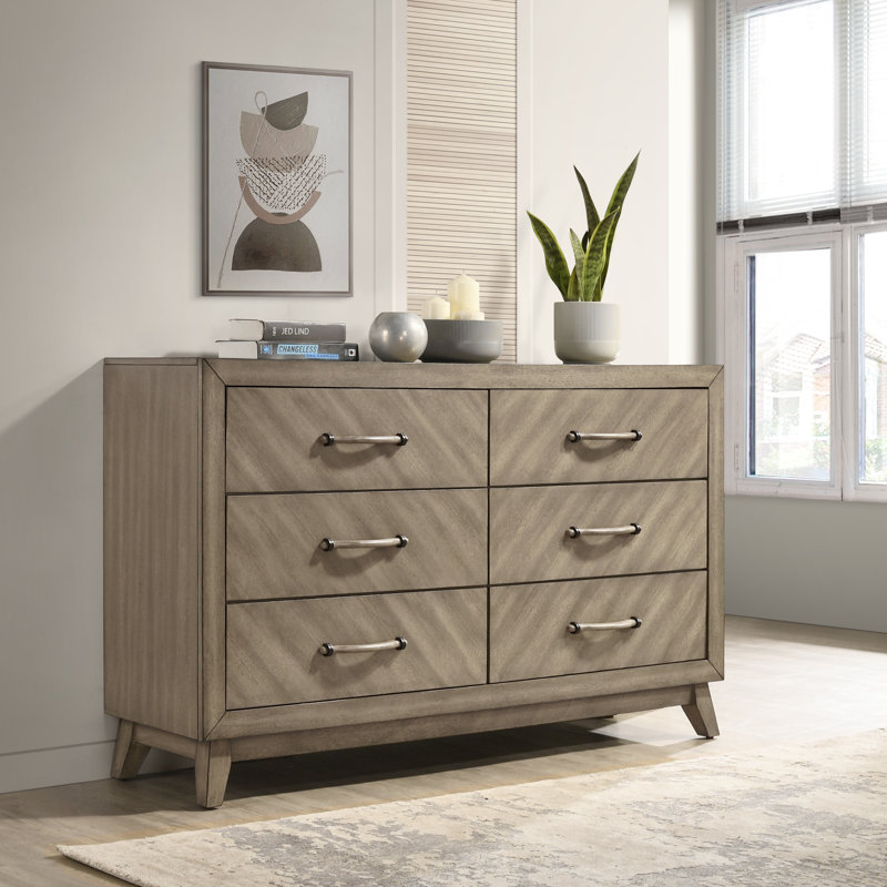 Dezerey 59'' W 6-Drawer Solid Wood Dresser
