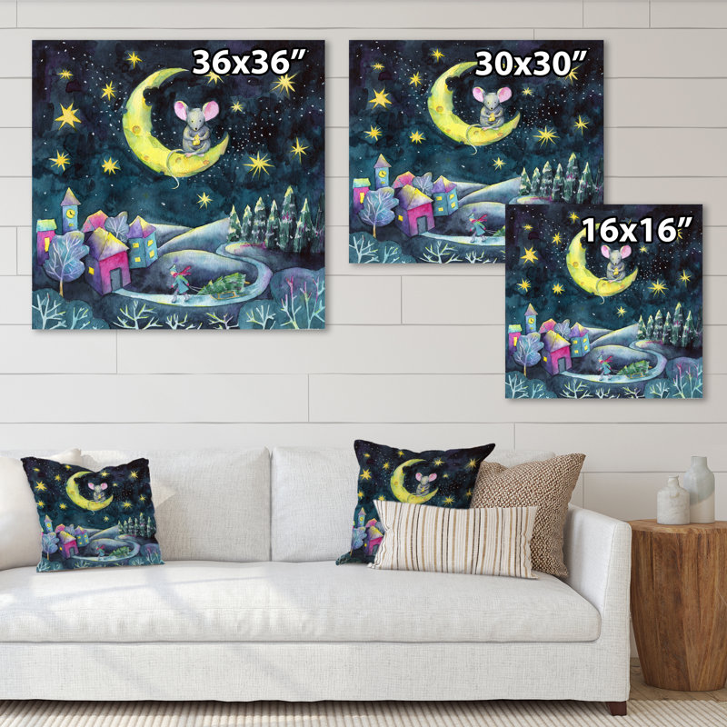 Illustration de Noël - Art mural pour enfants, art sur toile, H 16 po x l 16 po x P 1 po, Toile tendue