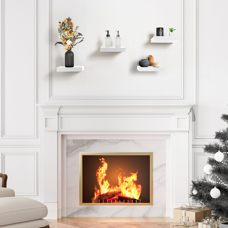 9" Square Tile Floating Shelves with Invisible Mounting Set of 4, White