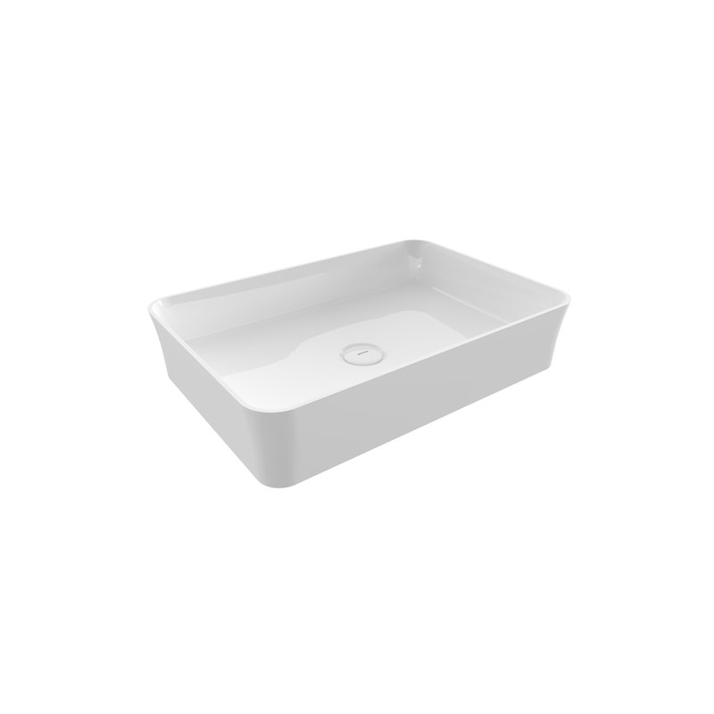 Sottile Slim Line Countertop Basin - 36x37cm, Gloss White
