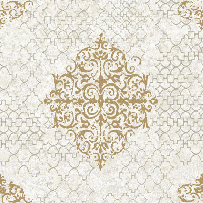 Lustre Metallic 3D Embossed Damask Wallpaper Roll