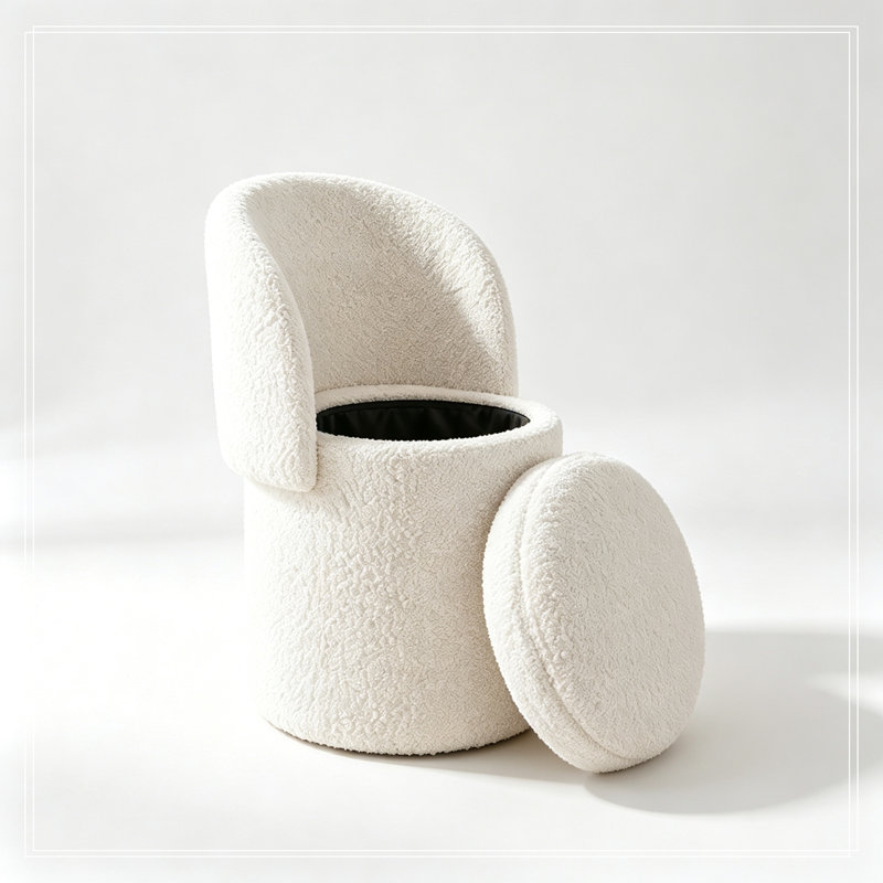 Fauteuil demi-tonneau avec rangement à plateau rabattable, Beige