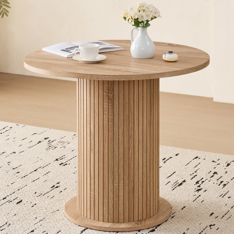 Table ronde pour 2 personnes, table de cuisine moderne compacte de 90 cm (35,5 pouces) avec pied central, gain de place, idéale pour un appartement ou une maison.