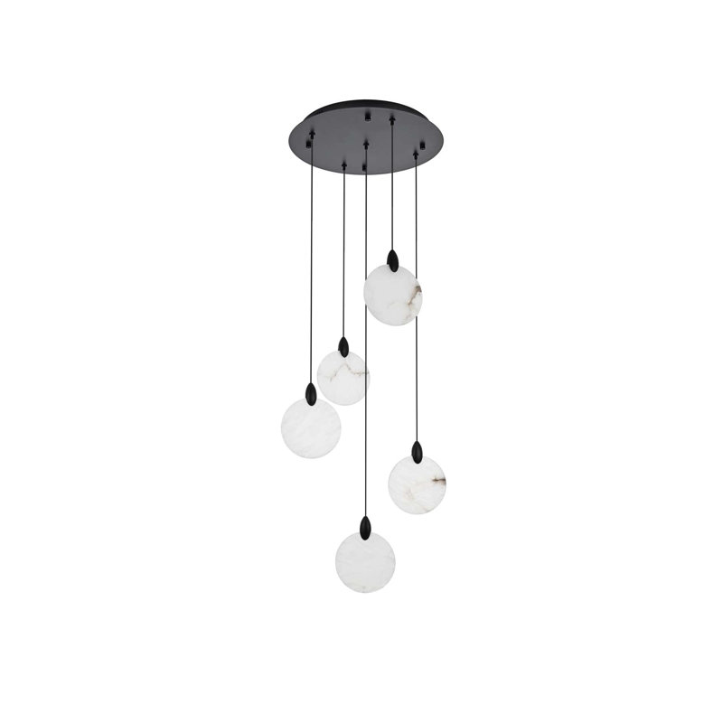 Luminaire suspendu en albâtre 16 pouces Avery, H 125 po x l 16 po x P 16 po, Noir