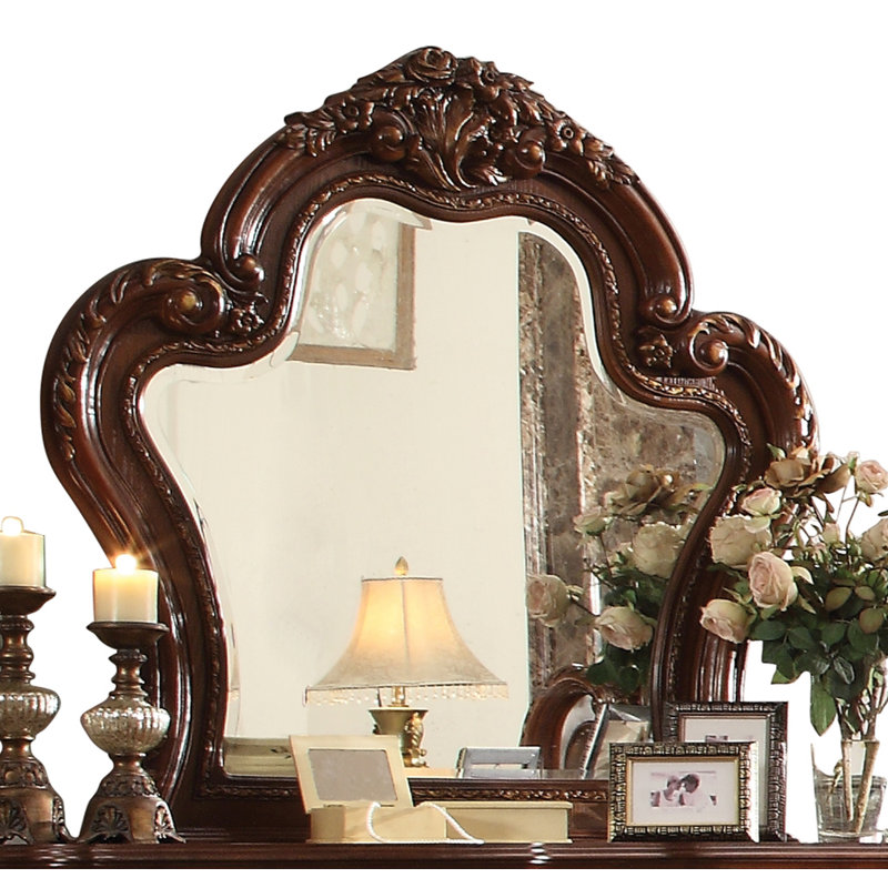Abilynn Curved Wall Mirror, Cherry Oak