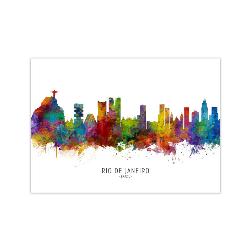 Rio De Janeiro Brazil Skyline by Michael Tompsett - Print, 30cm H x 42cm W x 1cm D, Unframed