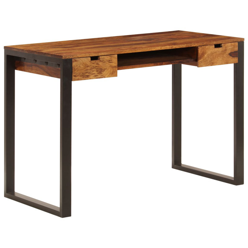 Desk 43.3" x 21.7" x 30.7" Solid Sheesham Wood and Steel