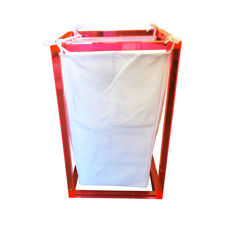 Panier à linge, Rose vif / blanc