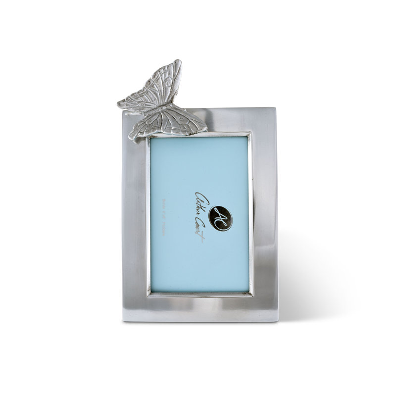 Classic 4x6 Silver Aluminum Butterfly Tabletop Photo Frame