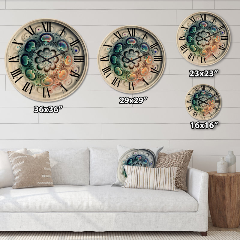 Horloge murale moderne surdimensionnée en bois doux et doux Cymatics Mandala II, Grand