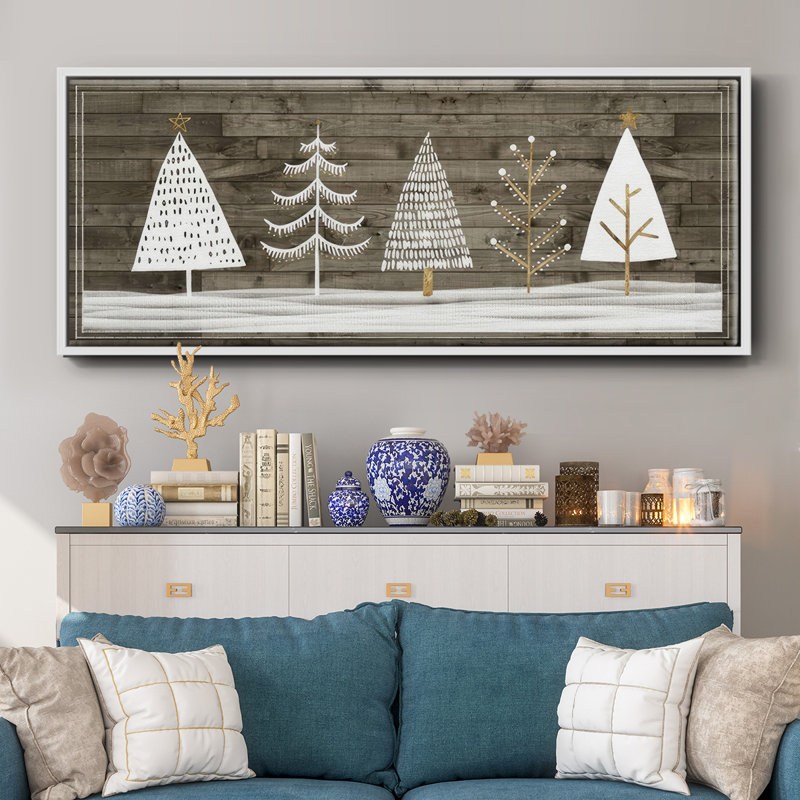 Wooded White Christmas Collection - Toile avec cadre en D, H 12 po x l 30 po