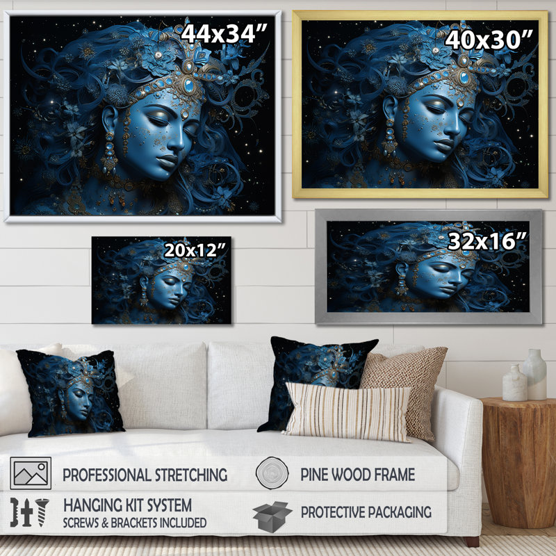 «Hinduism Chandras Soma Celestial God of the Moon», reproduction sur toile, Cadre doré simple, H 34 po x l 44 po x P 1,5 po