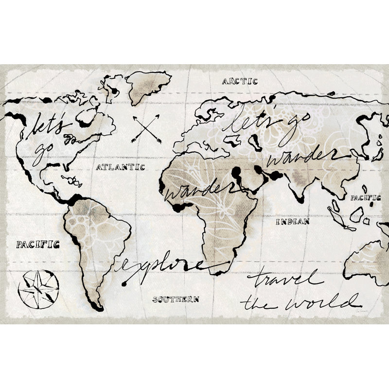Mapped Shorelines I Light Neutral Crop by Sue Schlabach - Wrapped Canvas Print, 30cm H x 46cm W x 3.8cm D