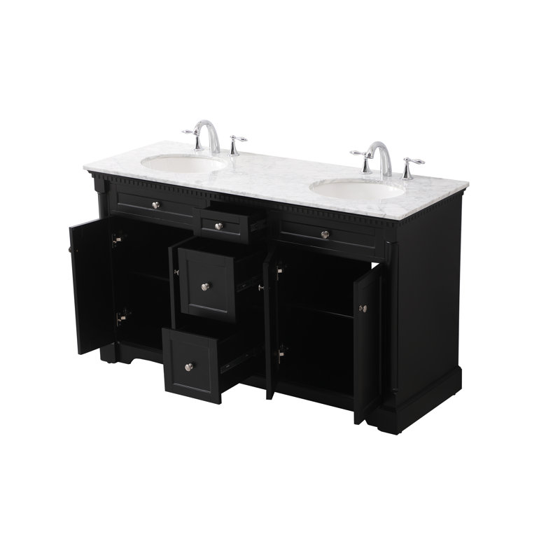 Ensemble de meuble-lavabo double 60 po Clarence, Noir